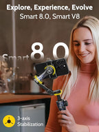 3-axis Gimbal Stabilizer w/Built-in 7.8' Extension Rod, Vlogging Phone Gimbal - Image 2