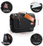 ESTARER Men Messenger Bag 15.6 inch, Water-resistant Canvas Computer Work Bag - Image 3