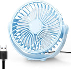 USB Desk Fan, 5 Inch Mini Portable, 3 Speeds Strong Airflow Personal Desktop by Edvision