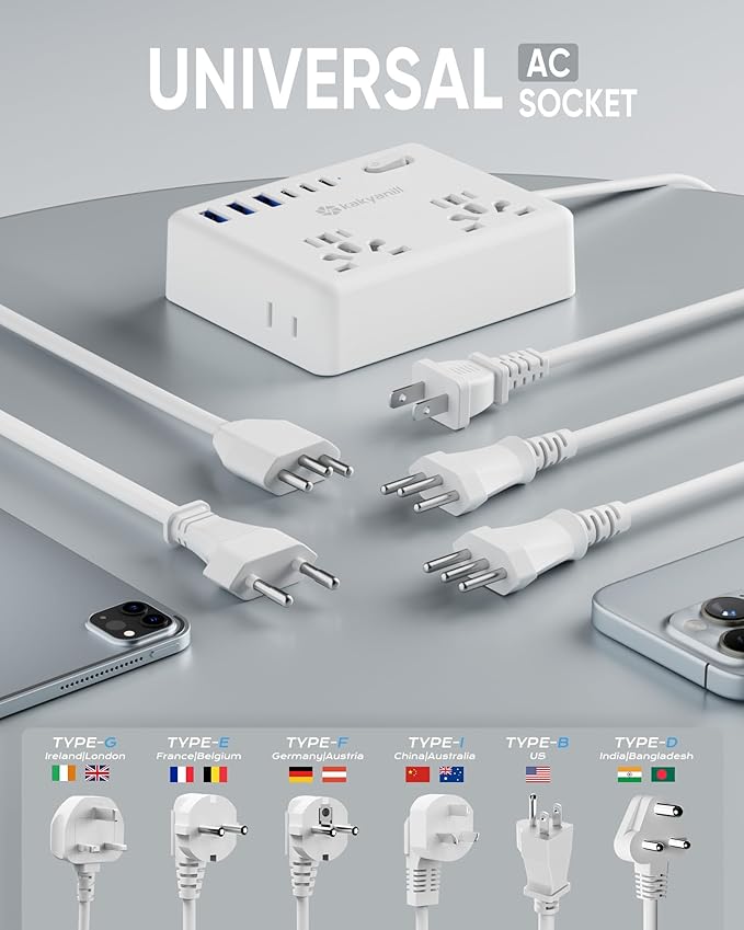 Universal Travel Adapter, Kakyanill European Travel Plug Adapter, EU/UK/AU/Plug - Image 4