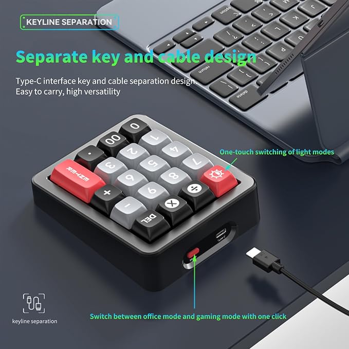 Adventurers K812 Wired Mechanical Numeric Keypad, 19-Key Hot-Swappable RGB - Image 6