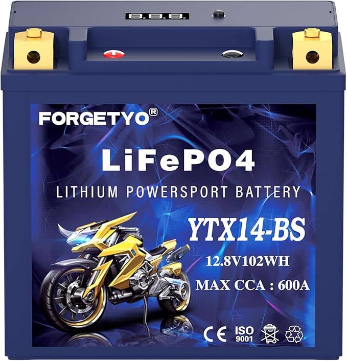 YTX14-BS Lithium Motorcycle Battery, ATV Battery 12V 8AH 600CCA Compatible - Image 8