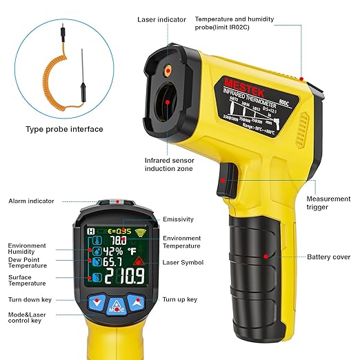 MESTEK Infrared Thermometer Temperature Gun, Non-Contact Digital Laser - Image 9