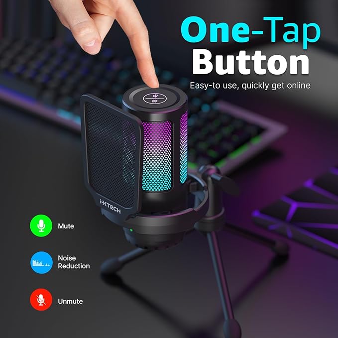 IXTECH USB Gaming Microphone for PC, RGB Condenser Microphone - Image 2