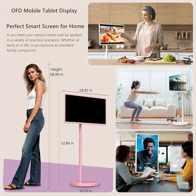 OFD 32" Portable TV on Wheels FHD, Android 15, EDLA-Certified, Rolling TV - Image 9