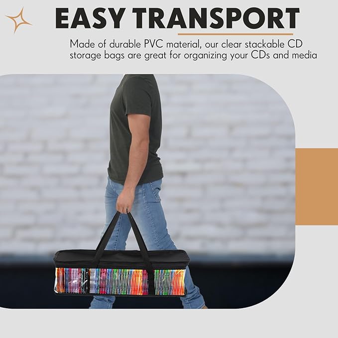 Woanger 20 Pieces Cd Storage Bags Transparent PVC DVD Storage Cases 1000 Cd - Image 7