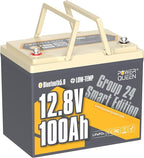 Power Queen Bluetooth 12V 100Ah LiFePO4 Battery, Group 24 Deep Cycle Battery by PowerQueen