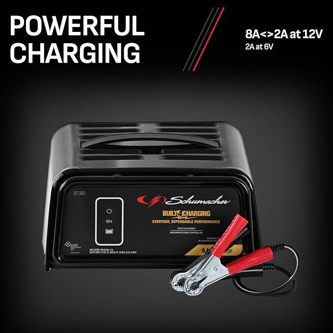 Schumacher Electric 8A Car Battery Charger and Maintainer, 3-in-1 Solution - Image 3