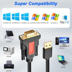 XMSJSIY USB to RS232 DB9 Serial Adapter Cable USB A Male to D-SUB 9-Pin Male - Image 7