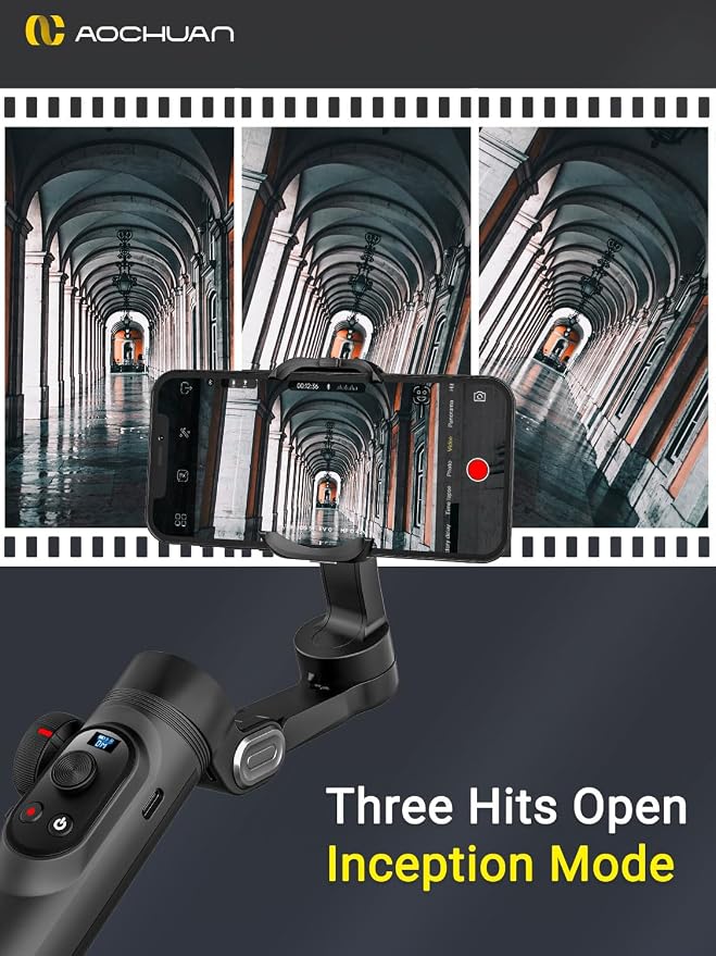 Gimbal Stabilizer for Smartphone, LED Light OLED Screen 3-Axis Gimbal, Gesture - Image 3