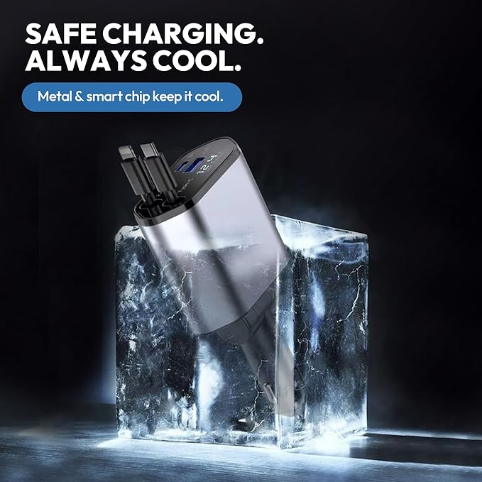 120W Retractable Car Charger 4-in-1 USB-C & Lightning Cable – Fast Charging - Image 5