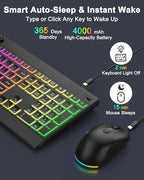 EDJO Wireless Keyboard and Mouse Combo, 10 Backlit Effects, Rechargeable 2.4GHz - Image 5