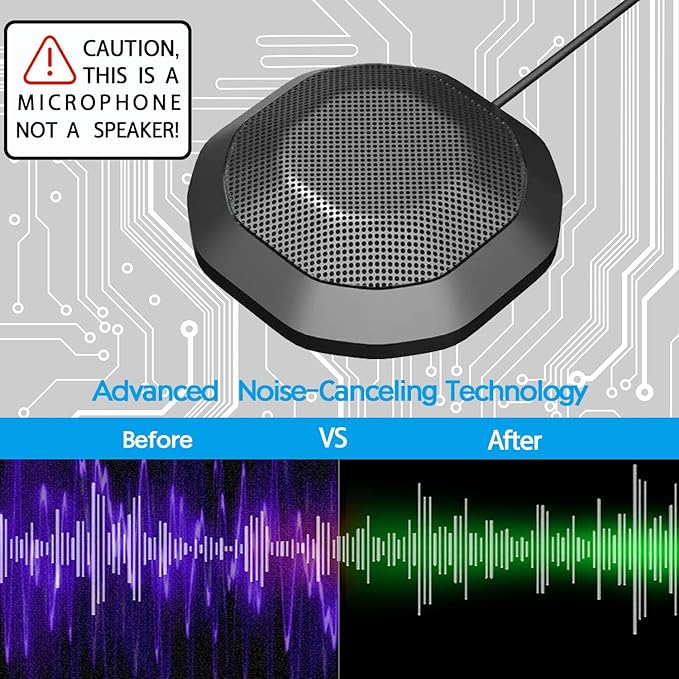 360° Computer Microphone for Desktop, USB Conference PC Mic, Noise-Canceling - Image 3