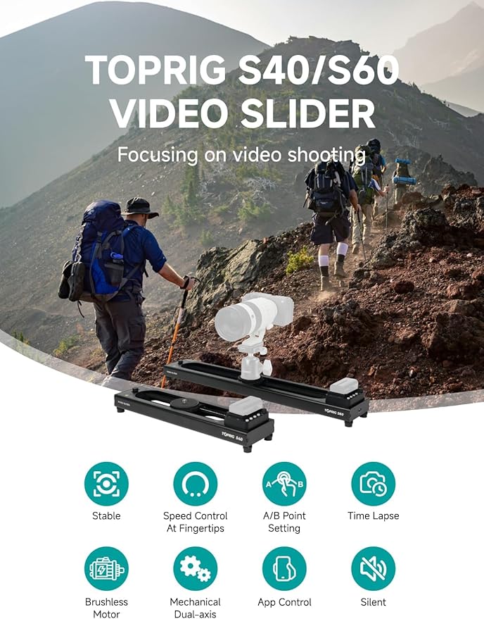 Accsoon Toprig Video Slider, Support APP-Video Mode/Time-Lapse/Loop Mode - Image 2