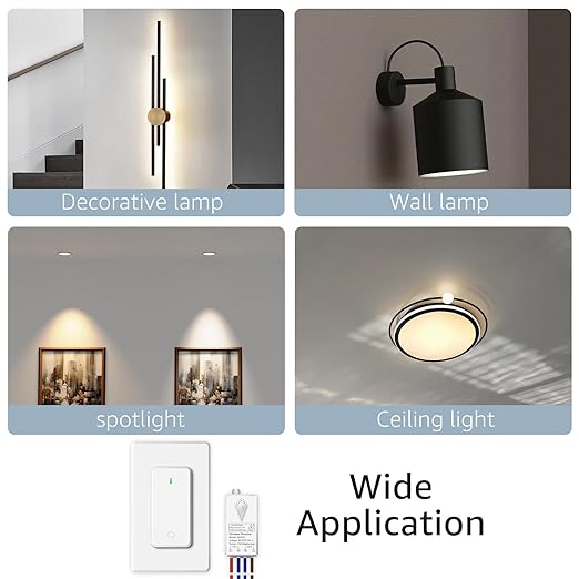 NineLeaf Wireless Light Switch and Receiver Kit, No Wiring Remote Control Wall - Image 5