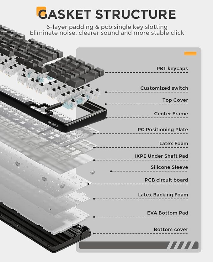DAREU EK98PRO Wireless Mechanical Keyboard, Gasket Hot Swappable Custom - Image 2