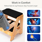 StrongTek Double Step Footrest, Adjustable Wooden Foot Stool - Image 3