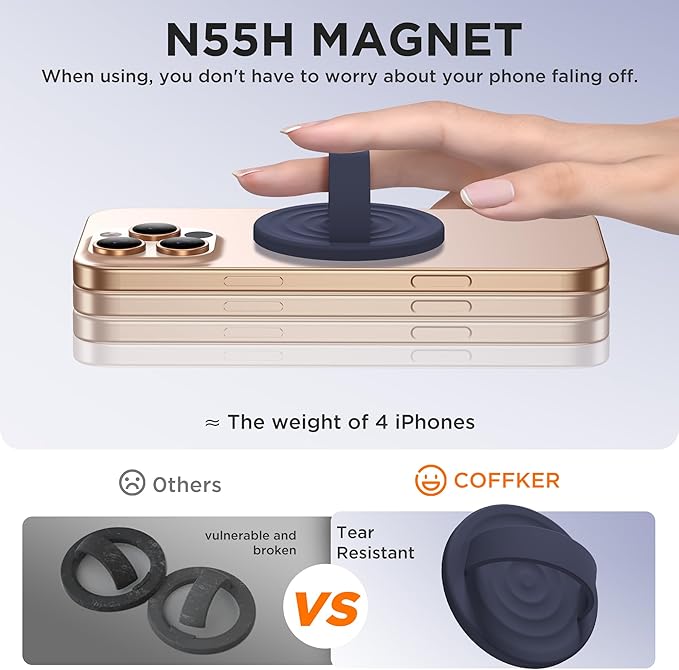 Magnetic Phone Ring Grip Holder, Silicone Finger Loop Grip, Compatible - Image 5