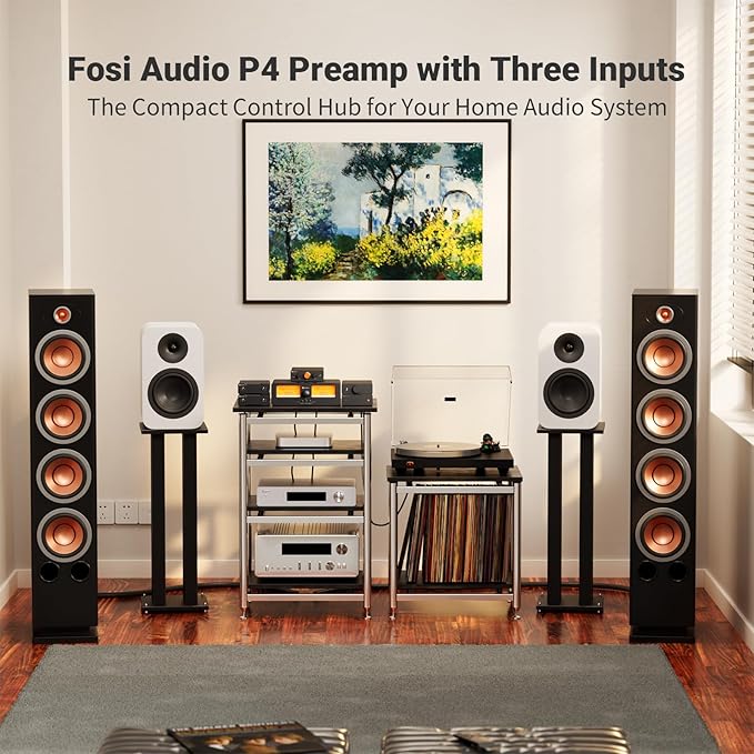Fosi Audio P4 Mini Preamp with 3 RCA Inputs, Home Audio Stereo Pre amp - Image 2