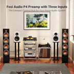 Fosi Audio P4 Mini Preamp with 3 RCA Inputs, Home Audio Stereo Pre amp - Image 2