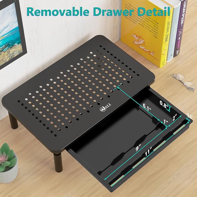 WALI Dual Monitor Stand with Storage, Desk Monitor Riser 3 Height Adjustable - Image 4