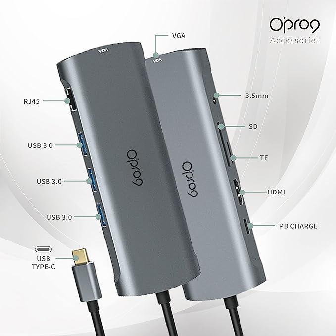 Opro9 10-in-1 USB C Hub Multiport Adapter, Laptop Docking Station Dual 4K HDMI - Image 3