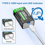 1300mAh Rechargeable 9V Batteries, 9 Volt Lithium-ion Batteries Long Lasting - Image 2