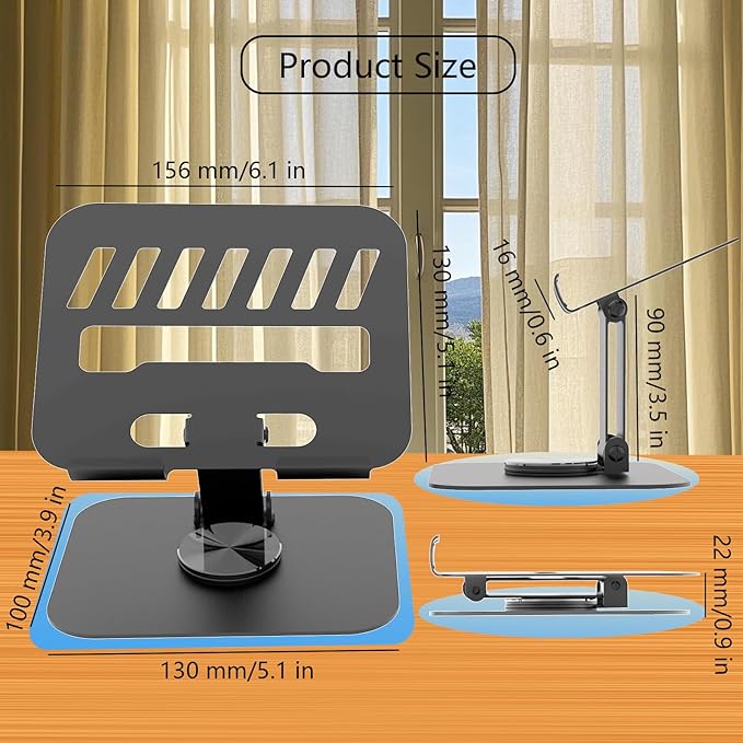 Larger Metal Tablet Stand, Adjustable 360° Rotation Tablet Holder Compatible - Image 3