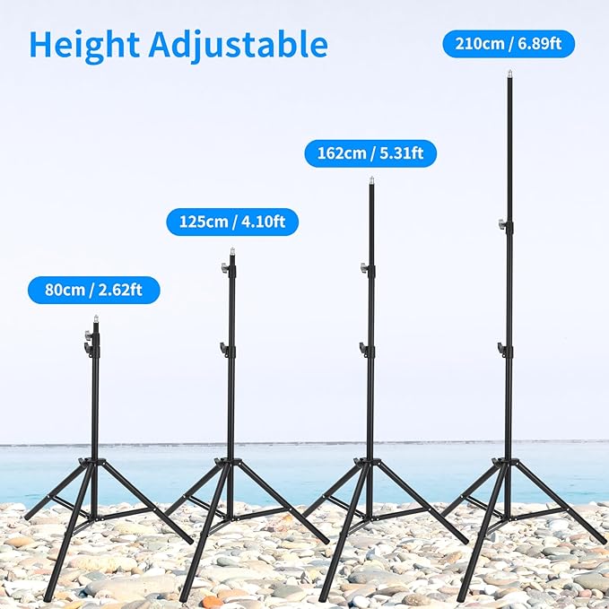 2 Pack adjustable 7ft Aluminum Photography Light Stand, Portable Light Tripod - Image 2