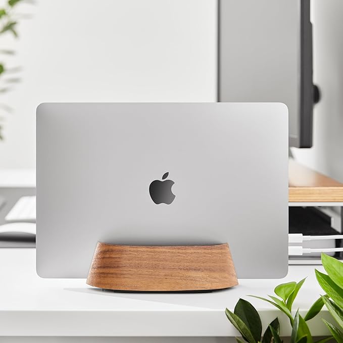HumanCentric Vertical Laptop Stand in Black Walnut Wood, Upright Adjustable - Image 3
