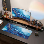 Mouse Pads Navy Blue Gold Modern Abstract Marble Large Mouse Pad, Gaming - Image 2