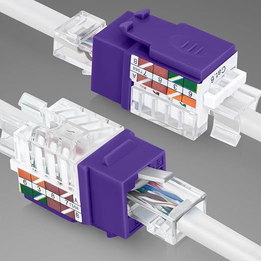 Everest 45° Angled RJ45 Cat6 Keystone Jacks 20-Pack in Purple - Image 8