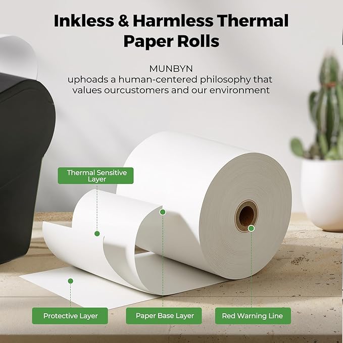 MUNBYN Thermal Receipt Paper 3 1/8 x 230ft, Compatible - Image 4