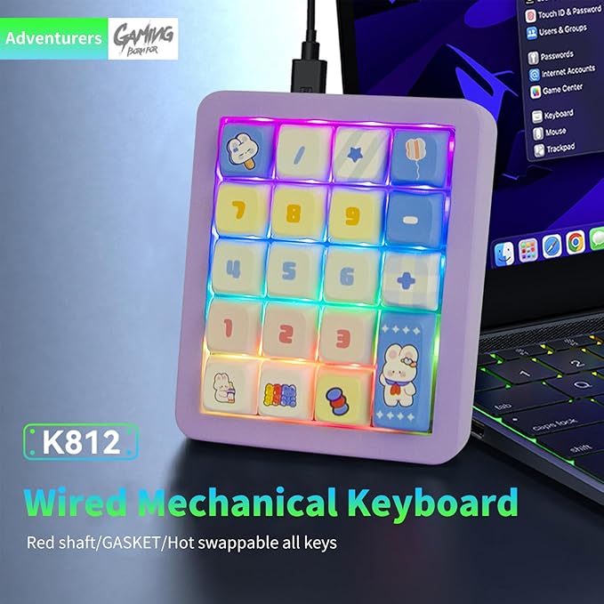 Adventurers K812 Wired Mechanical Numeric Keypad, 19-Key Hot-Swappable RGB - Image 6
