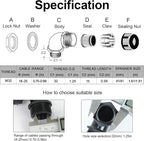 LeMotech M32 Cable Gland, 90 Degree Adjustable 18-25mm Strain Relief, Cord - Image 2