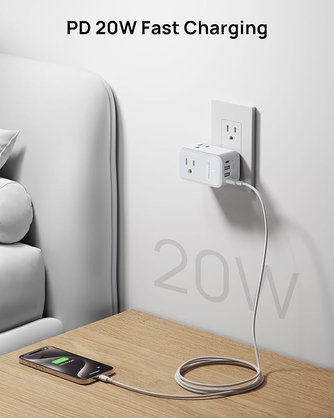 TROND Multi Plug Outlet Extender 2 Pack, 3 Way Outlet Splitter - Image 4