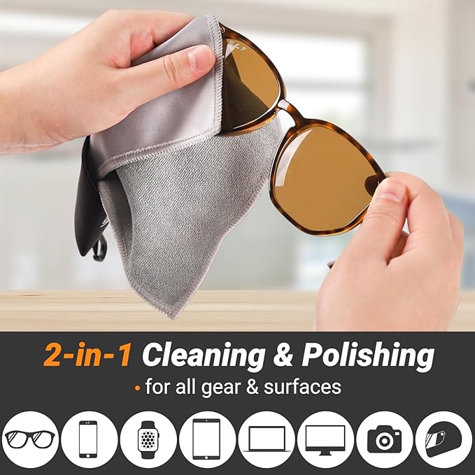 2 Sided Glasses Cleaner & Polishing Cloths, Portable Eye Glass Cleaning Cloths - Image 2