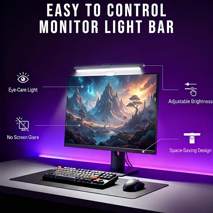 Monitor Light Bar with Touch Control, RGB Desk Lamp Full Spectrum Screen Lamp - Image 3