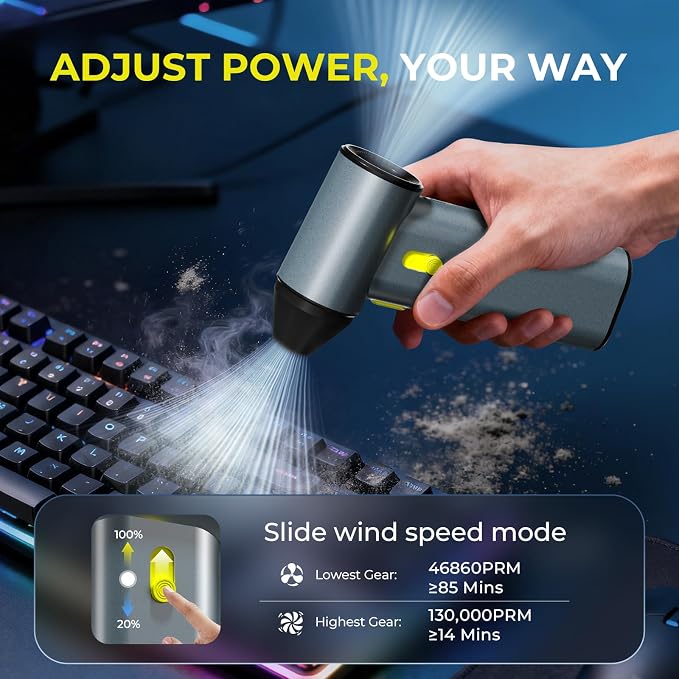 Compressed Air Duster, 130000RPM Brushless Motor, Super Power Air Duster - Image 5