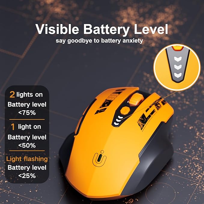 Wireless Mouse, Upgraded 2.4GHz Rechargeable Ergonomic Computer Mouse, 4 Levels - Image 3