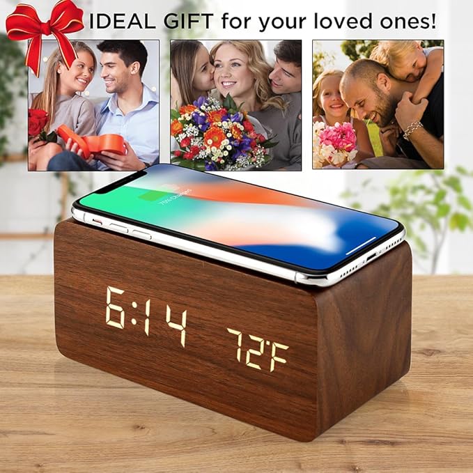 OCT17 Alarm Clock with Qi Wireless Charging Pad Compatible with iPhone Samsung - Image 6