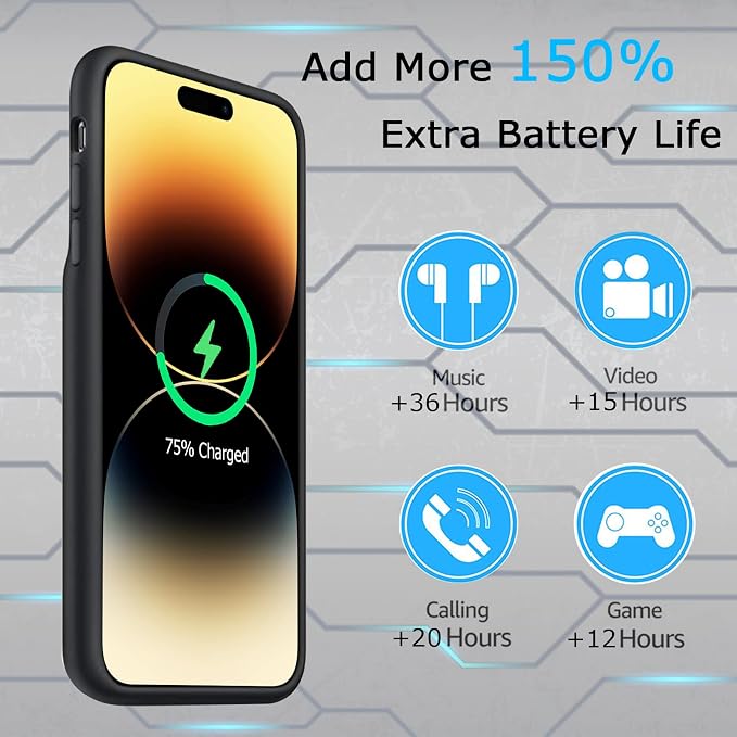 Battery Case for iPhone 14 Pro Max, Upgraded 10800mAh Rechargeable Portable - Image 2