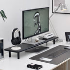 Bamboo Dual Monitor Stand Riser by Rocdeer