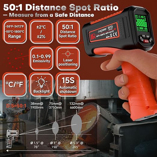 -58℉~3272℉ Infrared Thermometer IR Gun, High-Temp Digital Temperature Gun - Image 2