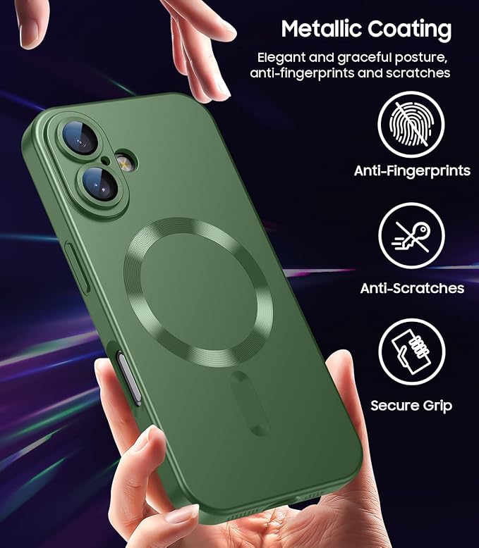 Magnetic for iPhone 16 Case Slim Soft Silicone Bumper Shockproof Metallic - Image 6