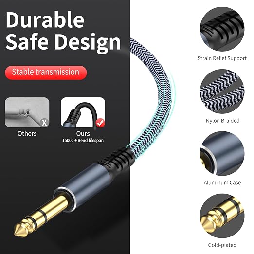 1/4 inch Extension Cable 30ft, 1/4" inch Male to Female Stereo Guitar Extension - Image 5