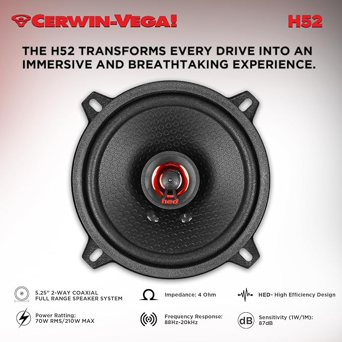 CERWIN-VEGA! HED 2025 Edition Coaxial Speaker – 5.25” 2-Way Coaxial Full Range - Image 2