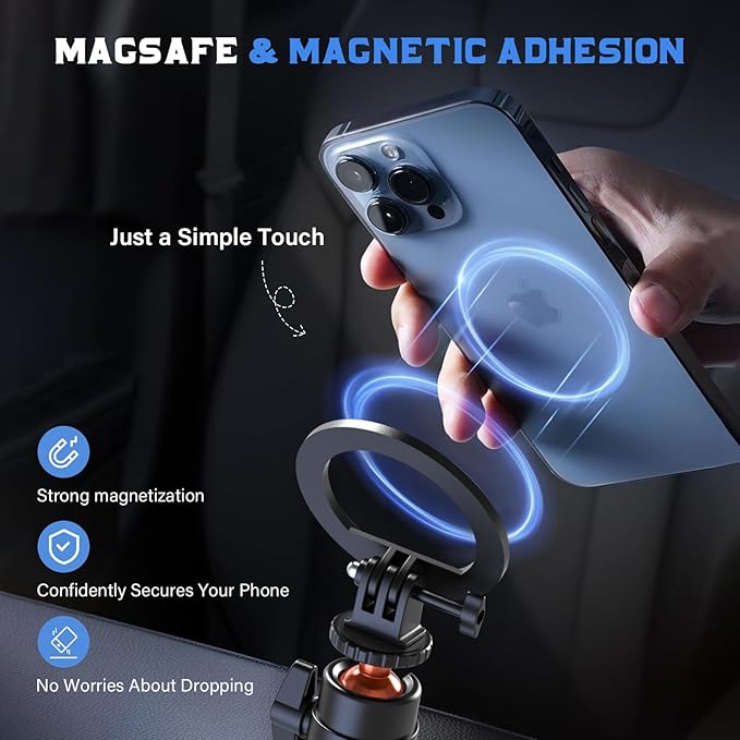 PHOPIK 55" Magnetic Selfie Stick Phone Tripod, Extendable Magnetic Cell Phone - Image 2
