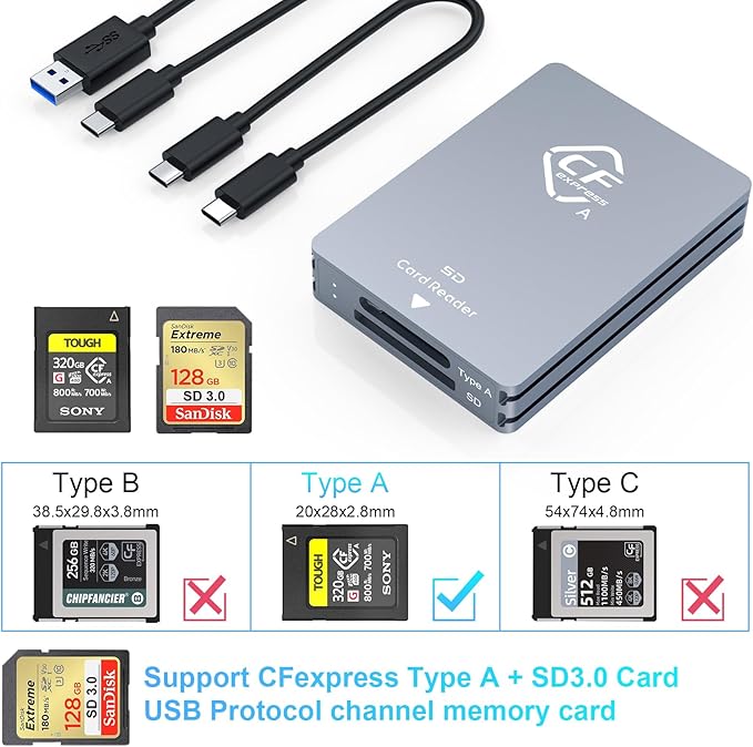 CFexpress Type A and SD Dual-Slot Memory Card Reader, 10Gbps USB 3.2 Gen 2 Type - Image 4