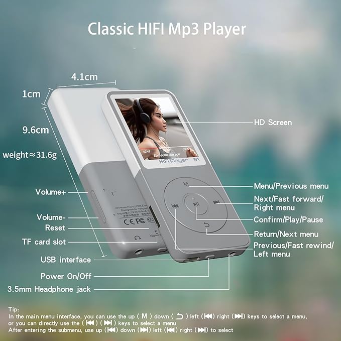 MP3 Player with Bluetooth, Portable Music Player, HiFi Sound, SD Card Slot – - Image 6